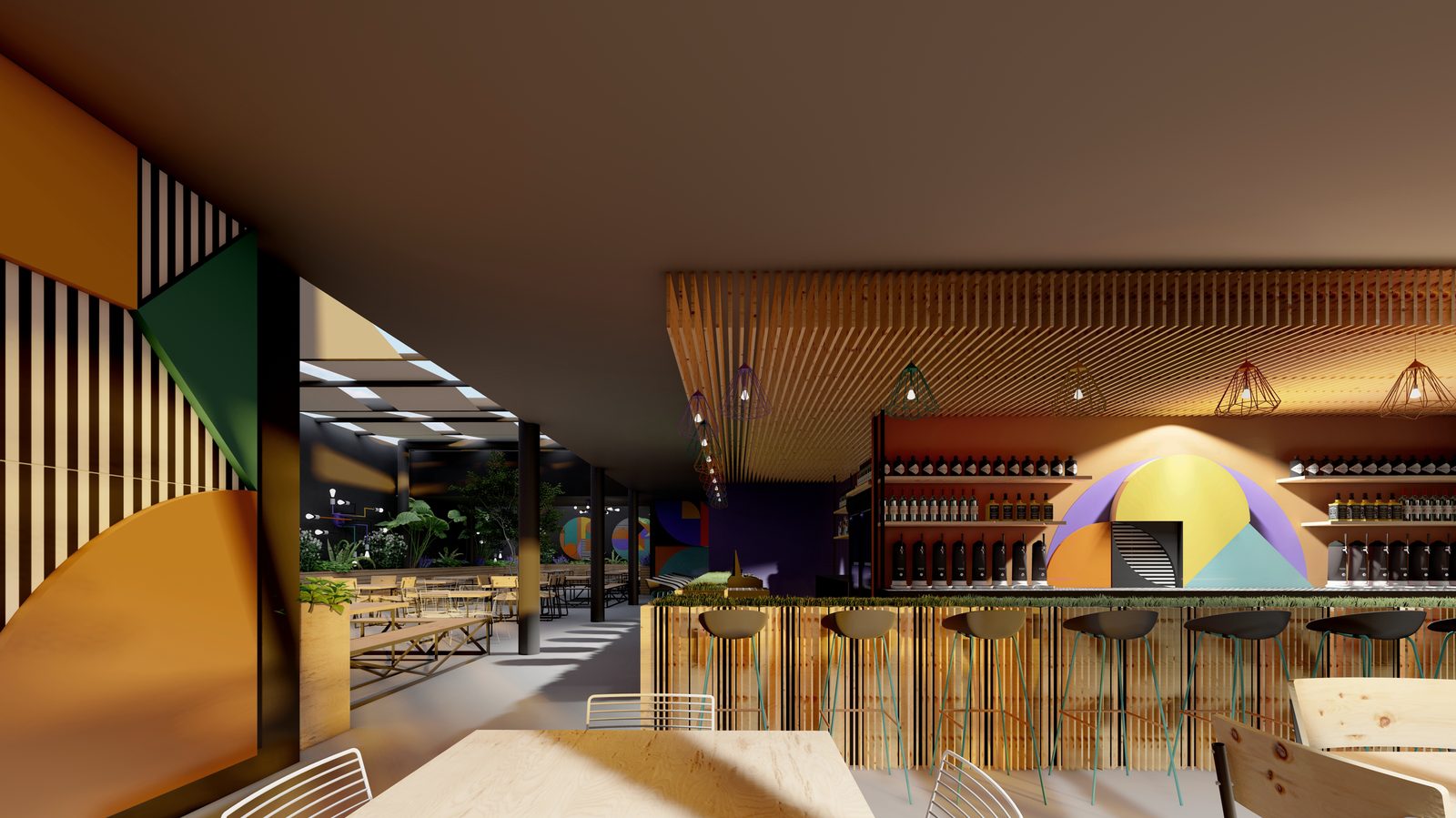 Terraza de beer garden remodelada