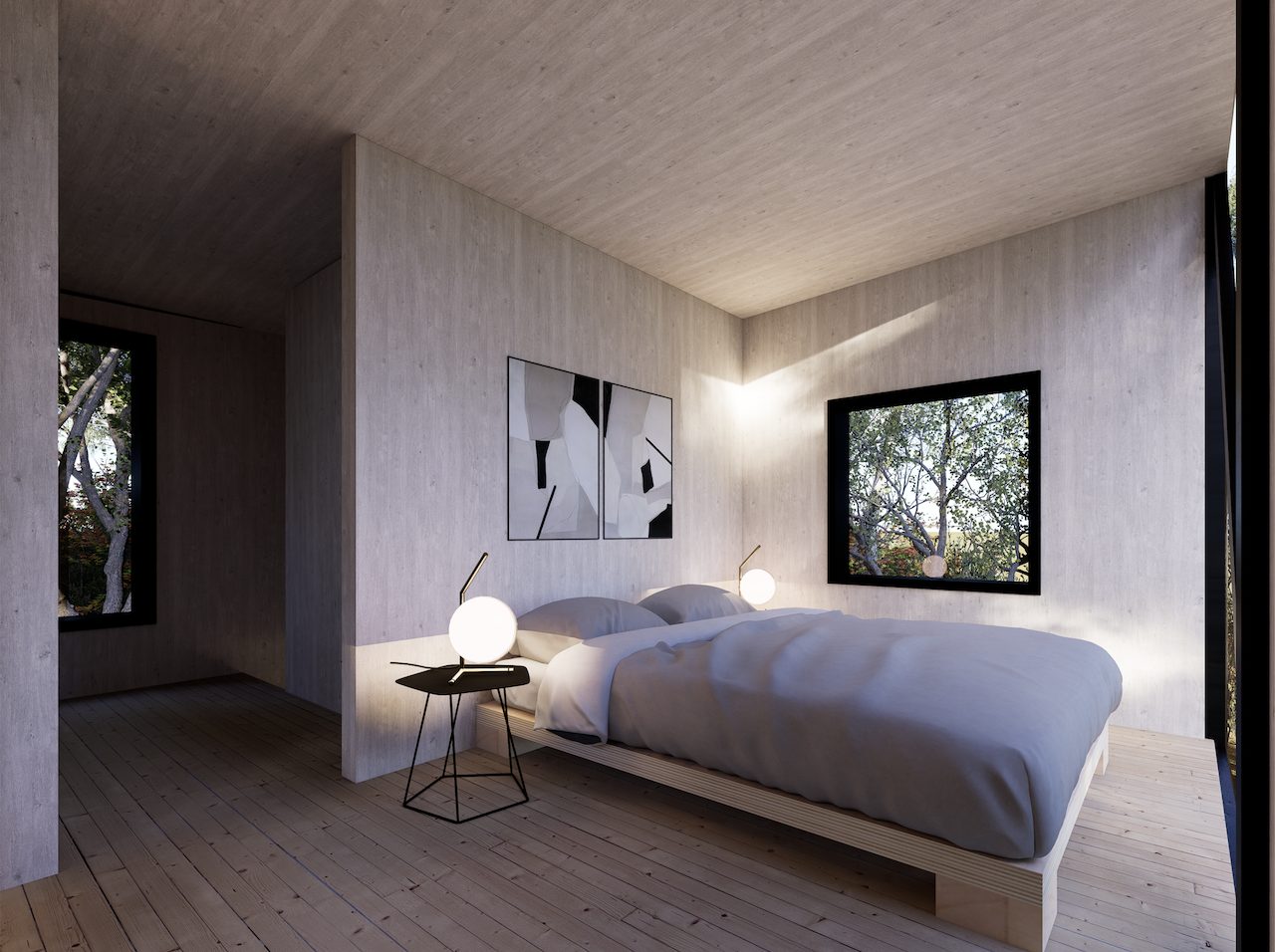 Dormitorio del segundo nivel orientado al paisaje